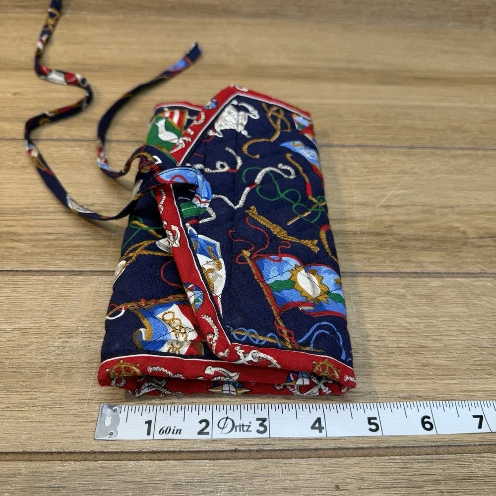 Vtg Vera Bradley Regatta Nautical Roll-Up Cosmetic Travel Bag Retired Rare NWT